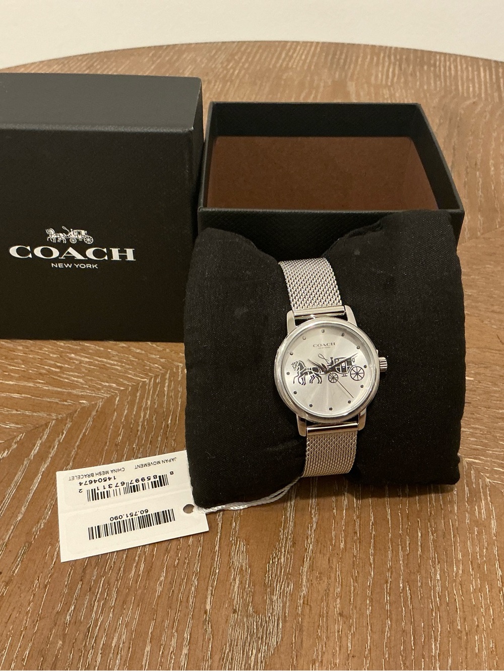 Coach Grand Silver Glitz Dial Mesh Band Women's 36mm Watch